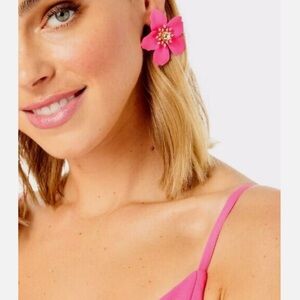 Lilly Pulitzer Pink Oversized Floral Earrings